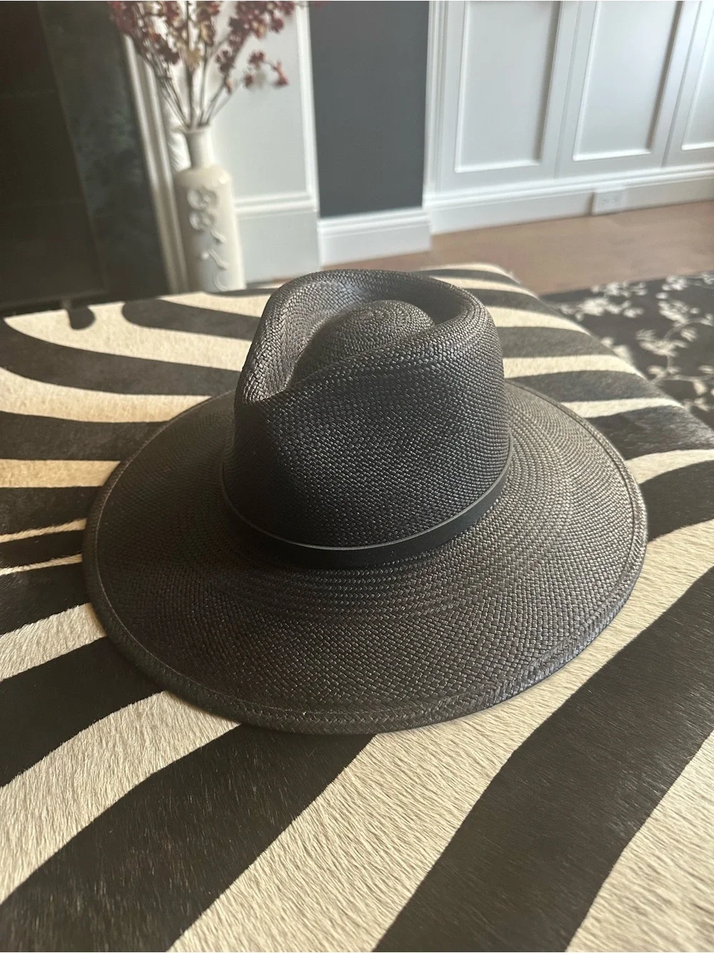 Janessa Leone Black Wide-Brim Fedora Hat